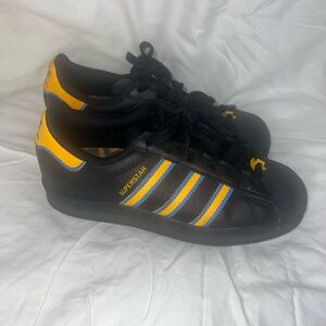 Adidas Kids Sneakers - Black with Yellow and Blue Stripes